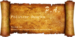 Politzer Avarka névjegykártya